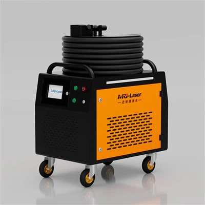 Ενίσχυση του πλαισίου βιομηχανικού κίτρινου υπαίθρου 500W αερόψυκτη μηχανή καθαρισμού λέιζερ